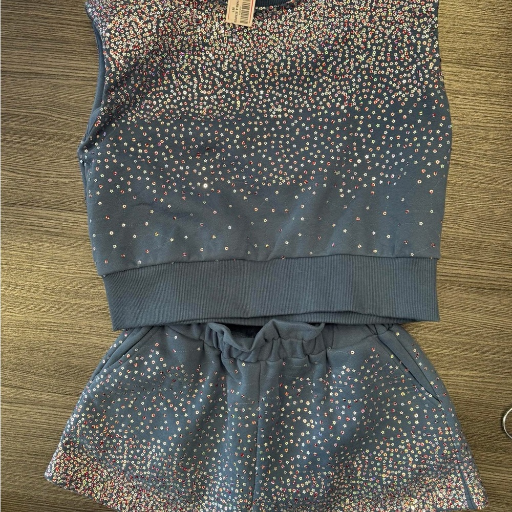 QUEEN OF SPARKLES Navy Blue Sparkle Kids Matching Set